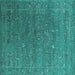 Square Oriental Turquoise Industrial Rug, urb2599turq