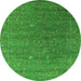 Round Oriental Green Industrial Rug, urb2599grn