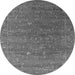 Round Machine Washable Oriental Gray Industrial Rug, wshurb2599gry