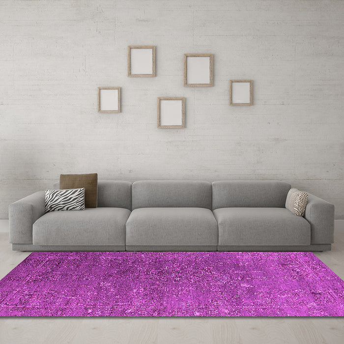 Machine Washable Oriental Pink Industrial Rug in a Living Room, wshurb2599pnk