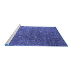 Sideview of Machine Washable Oriental Blue Industrial Rug, wshurb2599blu