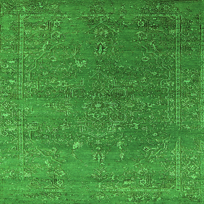 Square Oriental Green Industrial Rug, urb2599grn
