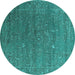 Round Oriental Turquoise Industrial Rug, urb2599turq