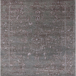 Square Mid-Century Modern Purple Oriental Rug, urb2599