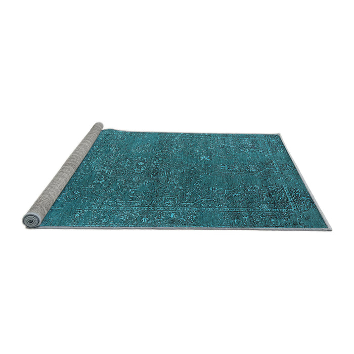 Sideview of Machine Washable Oriental Light Blue Industrial Rug, wshurb2599lblu