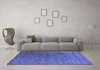 Machine Washable Oriental Blue Industrial Rug, wshurb2599blu