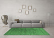 Machine Washable Oriental Emerald Green Industrial Area Rugs in a Living Room,, wshurb2599emgrn