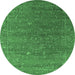 Round Oriental Emerald Green Industrial Rug, urb2599emgrn