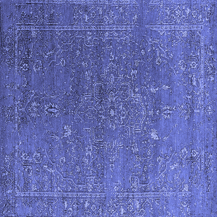 Square Machine Washable Oriental Blue Industrial Rug, wshurb2599blu
