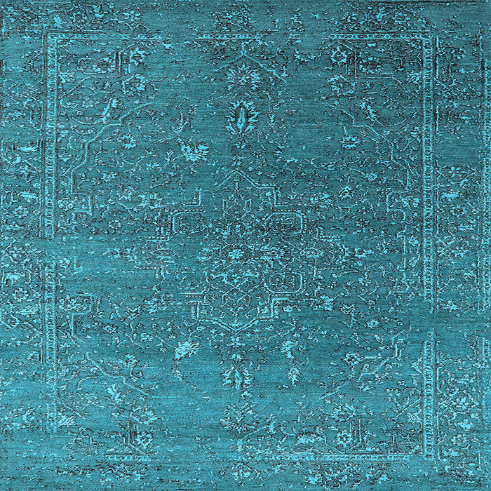 Square Machine Washable Oriental Light Blue Industrial Rug, wshurb2599lblu