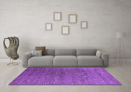 Machine Washable Oriental Purple Industrial Area Rugs in a Living Room, wshurb2599pur