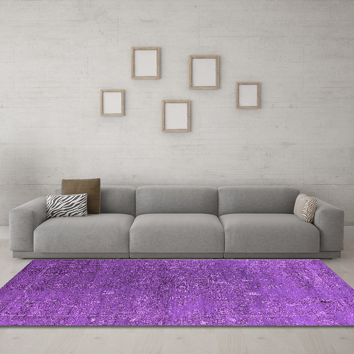 Machine Washable Oriental Purple Industrial Area Rugs in a Living Room, wshurb2599pur