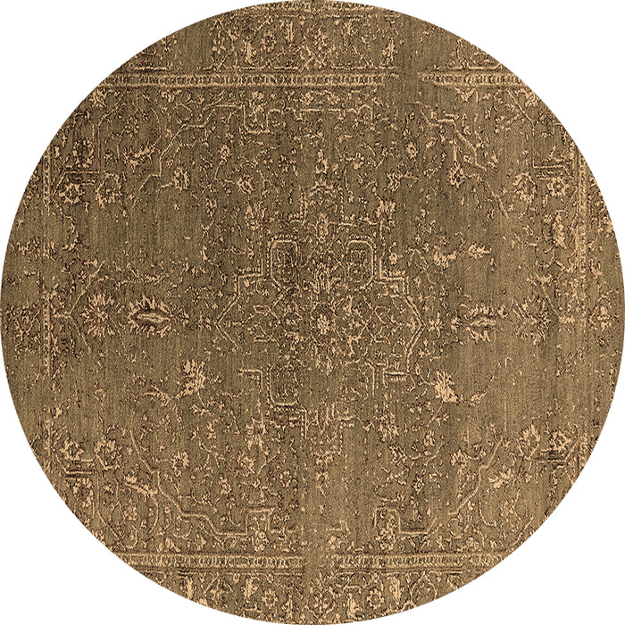 Round Oriental Brown Industrial Rug, urb2599brn