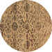 Round Machine Washable Oriental Brown Industrial Rug, wshurb2600brn