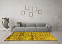 Machine Washable Oriental Yellow Industrial Rug, wshurb2600yw