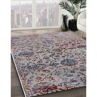 Mid-Century Modern Silver Pink Oriental Rug, urb2600