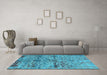 Machine Washable Oriental Light Blue Industrial Rug in a Living Room, wshurb2600lblu