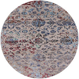 Round Machine Washable Industrial Modern Silver Pink Rug, wshurb2600