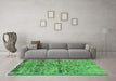 Machine Washable Oriental Emerald Green Industrial Area Rugs in a Living Room,, wshurb2600emgrn