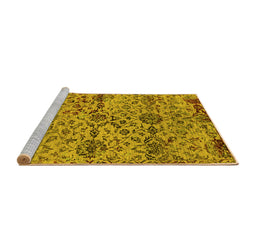 Sideview of Machine Washable Oriental Yellow Industrial Rug, wshurb2600yw