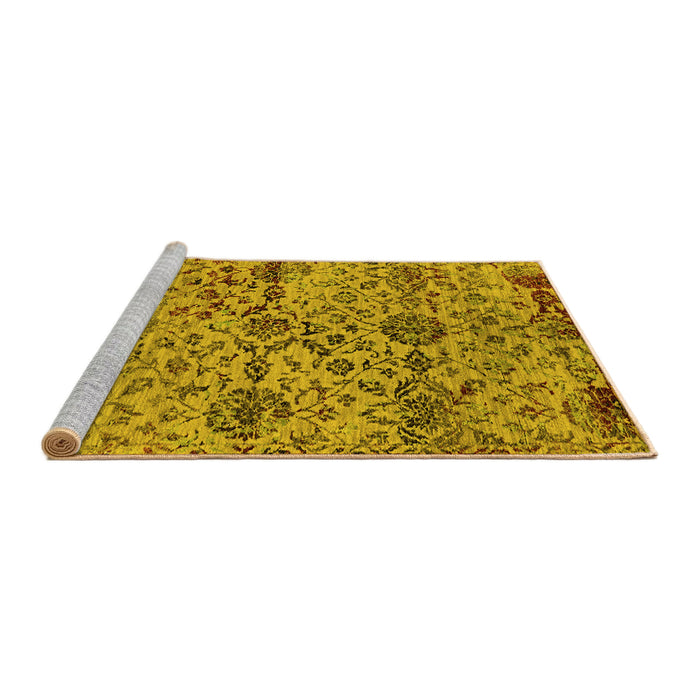 Sideview of Machine Washable Oriental Yellow Industrial Rug, wshurb2600yw