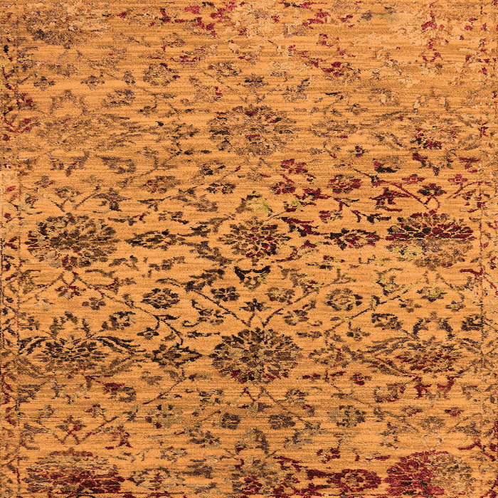 Square Machine Washable Oriental Orange Industrial Area Rugs, wshurb2600org