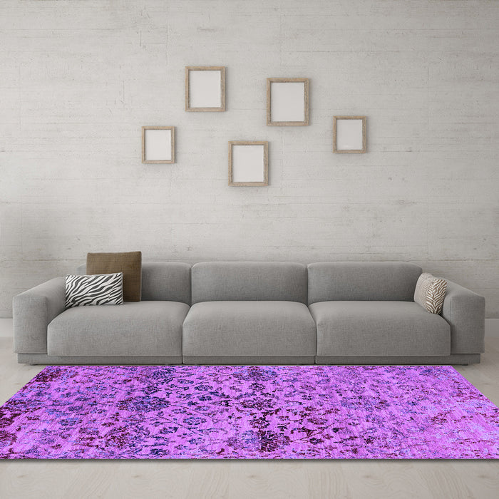 Machine Washable Oriental Purple Industrial Area Rugs in a Living Room, wshurb2600pur