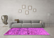 Machine Washable Oriental Pink Industrial Rug in a Living Room, wshurb2600pnk