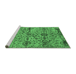 Sideview of Machine Washable Oriental Emerald Green Industrial Area Rugs, wshurb2600emgrn