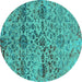 Round Oriental Turquoise Industrial Rug, urb2600turq