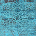 Square Machine Washable Oriental Light Blue Industrial Rug, wshurb2600lblu
