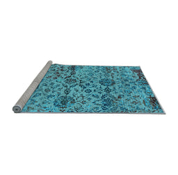 Sideview of Machine Washable Oriental Light Blue Industrial Rug, wshurb2600lblu