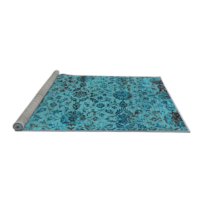 Sideview of Machine Washable Oriental Light Blue Industrial Rug, wshurb2600lblu