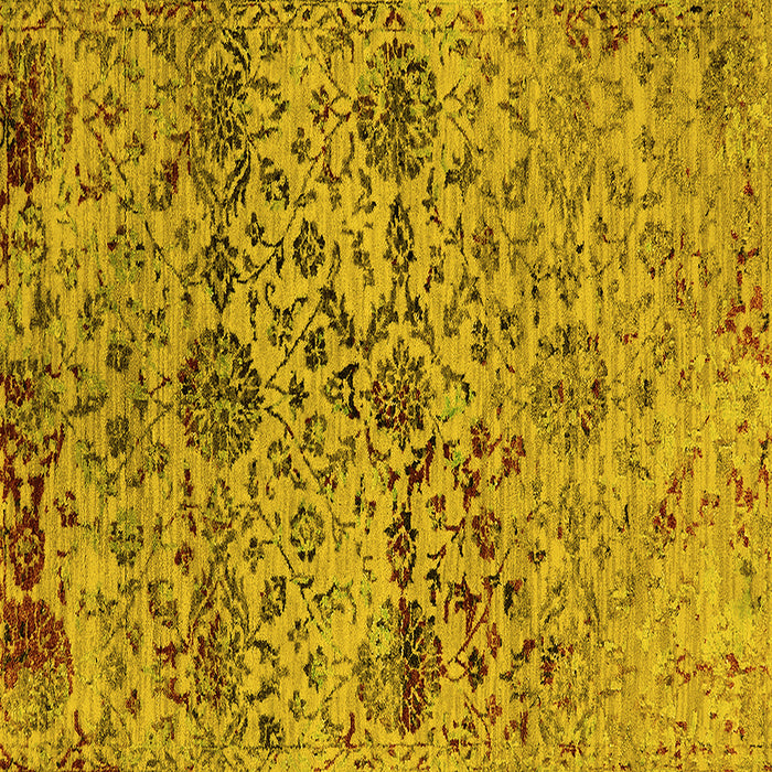 Square Machine Washable Oriental Yellow Industrial Rug, wshurb2600yw