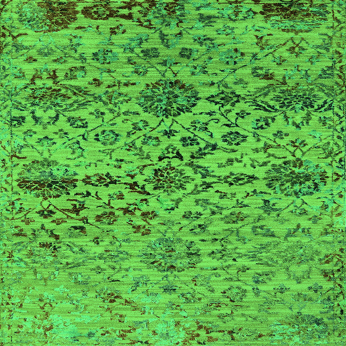 Square Machine Washable Oriental Green Industrial Area Rugs, wshurb2600grn