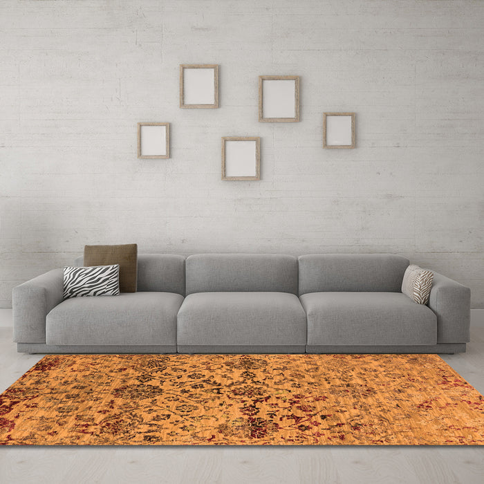 Machine Washable Oriental Orange Industrial Area Rugs in a Living Room, wshurb2600org