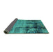 Sideview of Oriental Turquoise Industrial Rug, urb2601turq