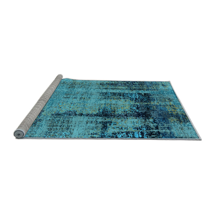 Sideview of Machine Washable Oriental Light Blue Industrial Rug, wshurb2601lblu