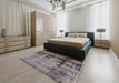 Mid-Century Modern Purple Oriental Rug in a Bedroom, urb2601