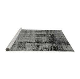 Sideview of Machine Washable Oriental Gray Industrial Rug, wshurb2601gry