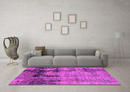 Machine Washable Oriental Pink Industrial Rug in a Living Room, wshurb2601pnk
