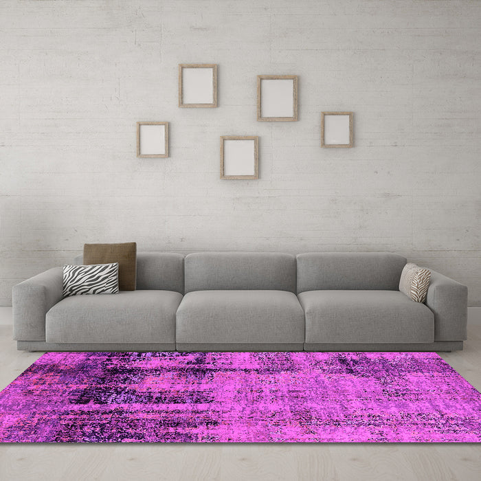 Machine Washable Oriental Pink Industrial Rug in a Living Room, wshurb2601pnk