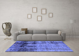 Machine Washable Oriental Blue Industrial Rug in a Living Room, wshurb2601blu