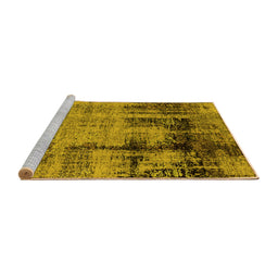 Sideview of Machine Washable Oriental Yellow Industrial Rug, wshurb2601yw