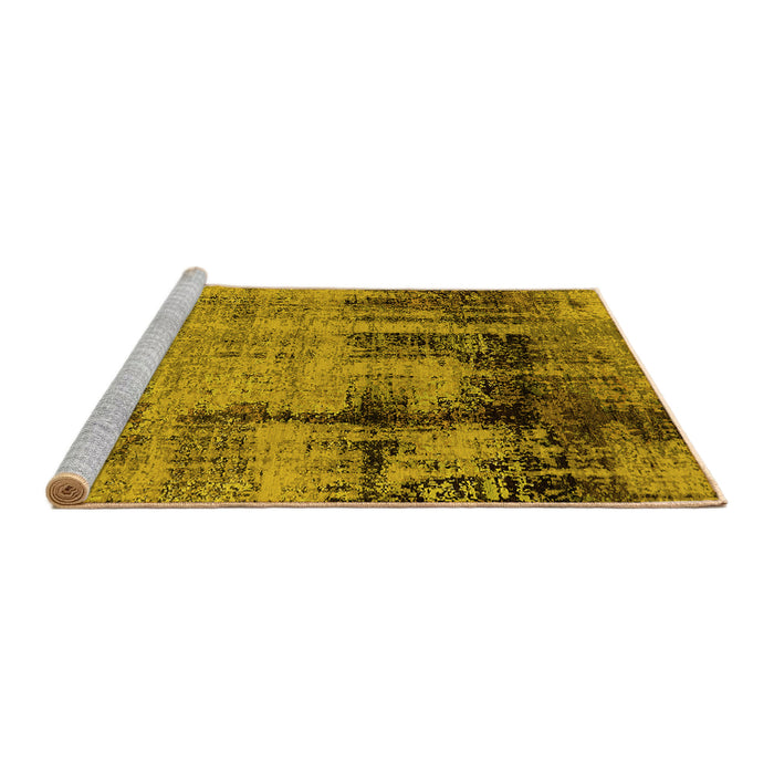 Sideview of Machine Washable Oriental Yellow Industrial Rug, wshurb2601yw