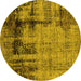 Round Oriental Yellow Industrial Rug, urb2601yw