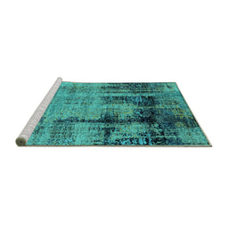 Sideview of Machine Washable Oriental Turquoise Industrial Area Rugs, wshurb2601turq