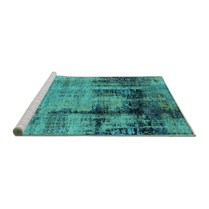 Sideview of Machine Washable Oriental Turquoise Industrial Area Rugs, wshurb2601turq