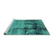 Sideview of Machine Washable Oriental Turquoise Industrial Area Rugs, wshurb2601turq