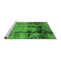 Sideview of Machine Washable Oriental Green Industrial Area Rugs, wshurb2601grn
